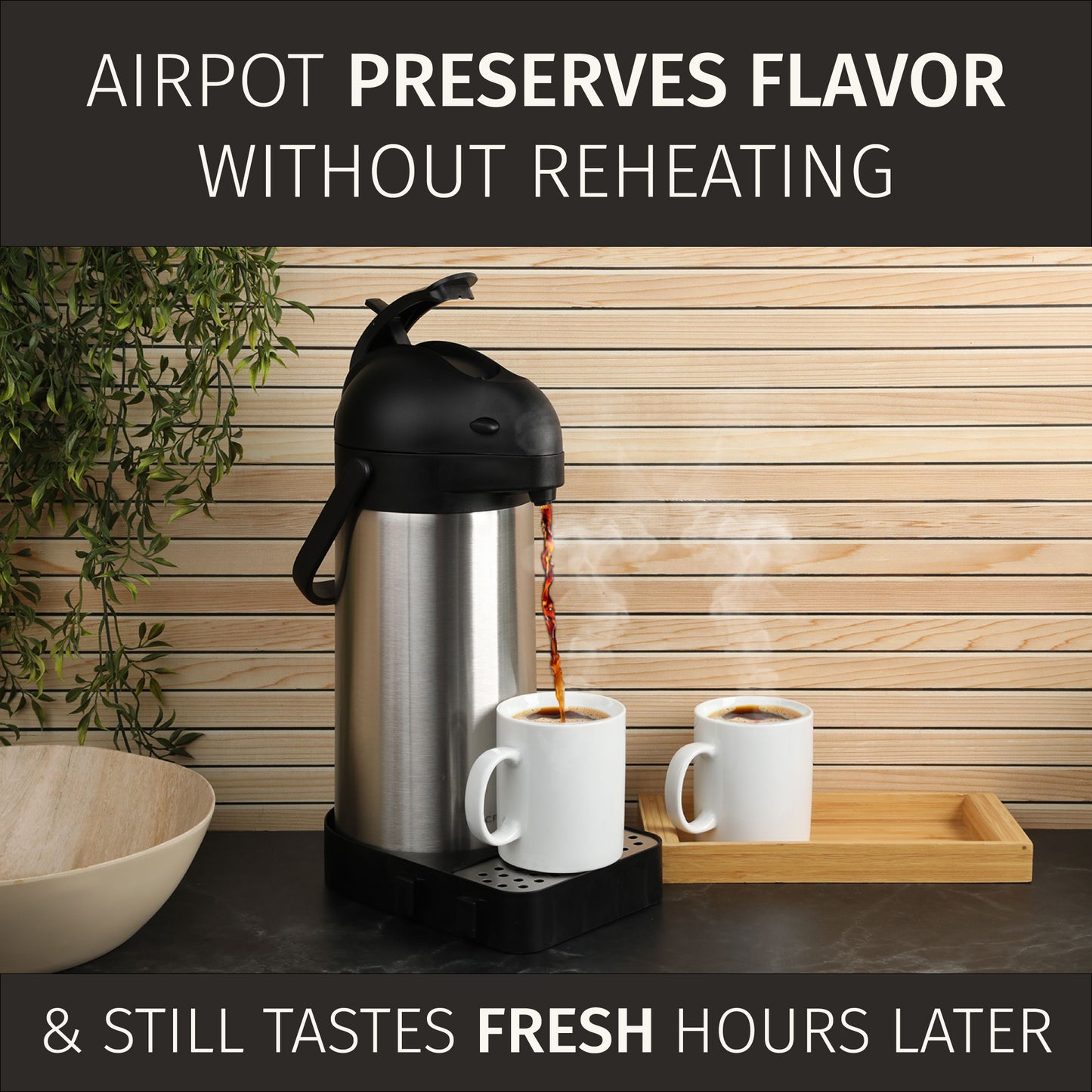 101oz (3L) Stainless Steel Airpot Coffee Carafe with Drip Tray