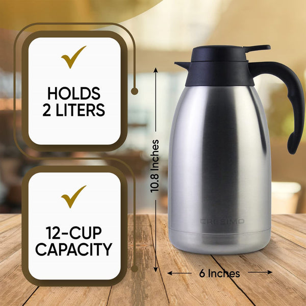 CRESIMO 68 oz Stainless Steel THERMAL COFFEE CARAFE Double Walled Vacuum  Thermos 646437293396