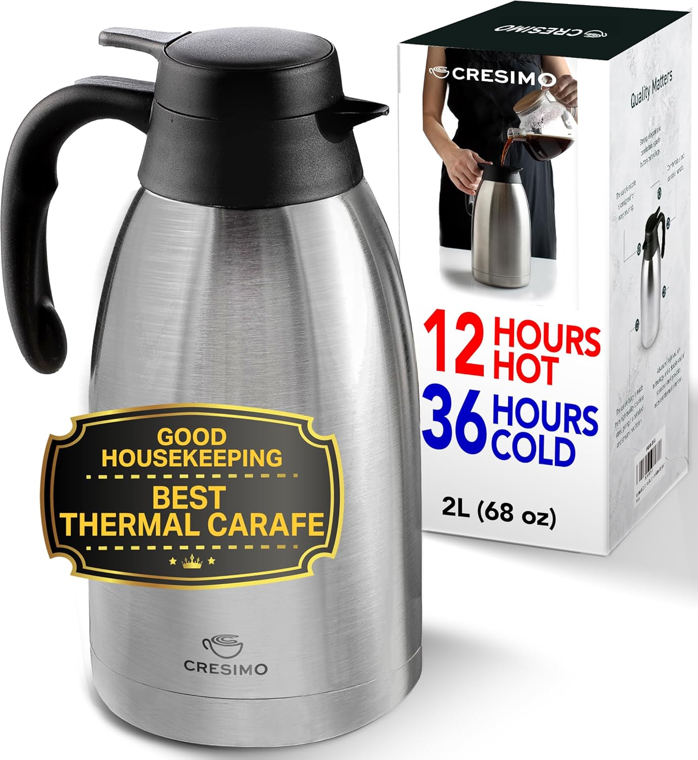 68 oz (2L)  Stainless Steel Thermal Coffee Carafe