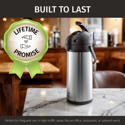 102oz (3L) Stainless Steel Airpot Coffee Carafe with Beverage Tags