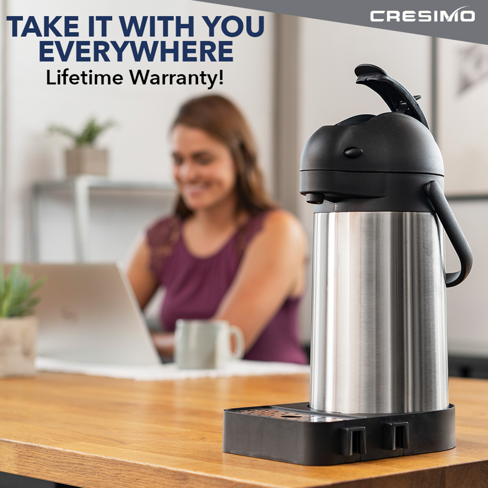 Cresimo 2 Liter Stainless Steel Thermal Coffee Carafe 