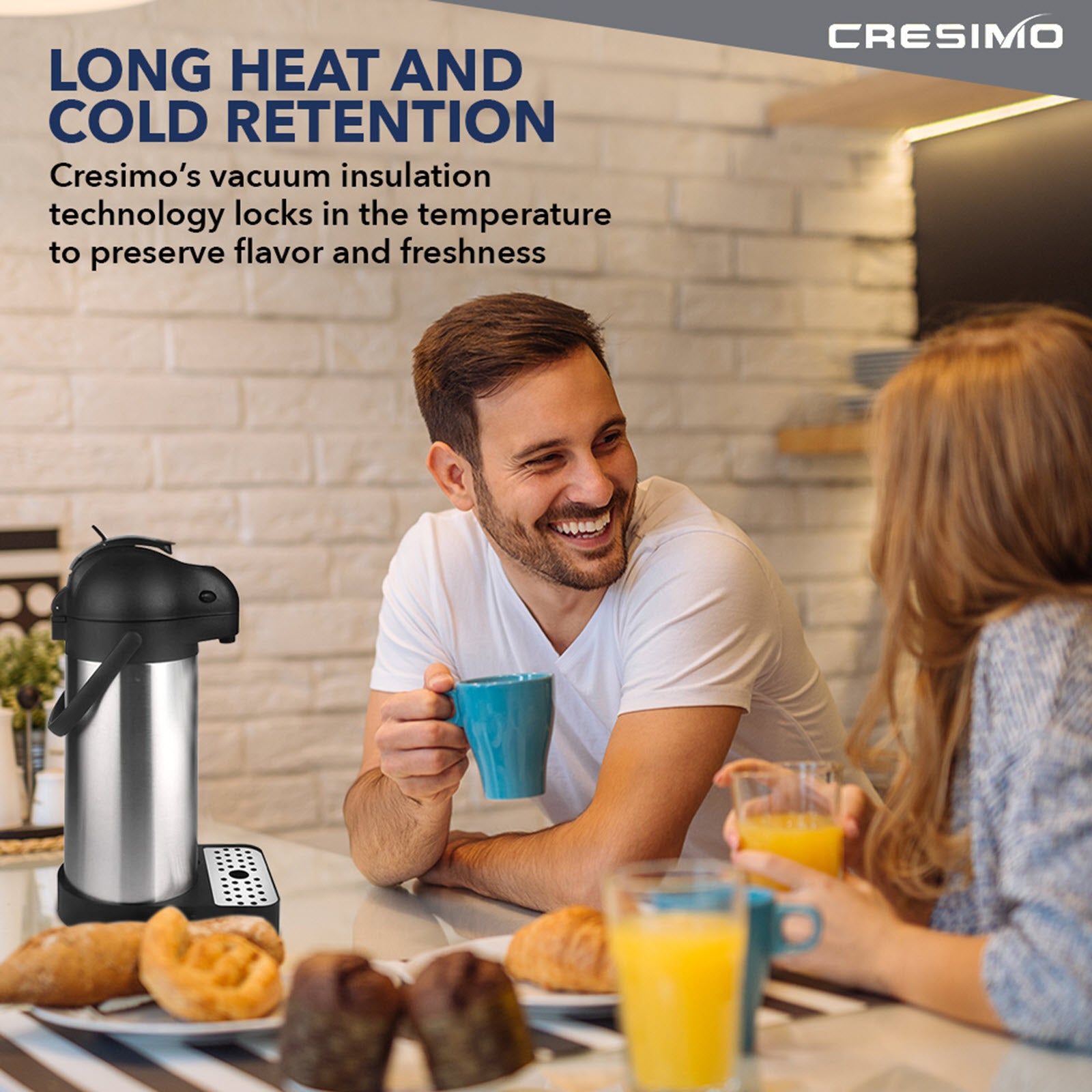 Cresimo 2.2 Liter Airpot Thermal Coffee Carafe with Pump/Lever