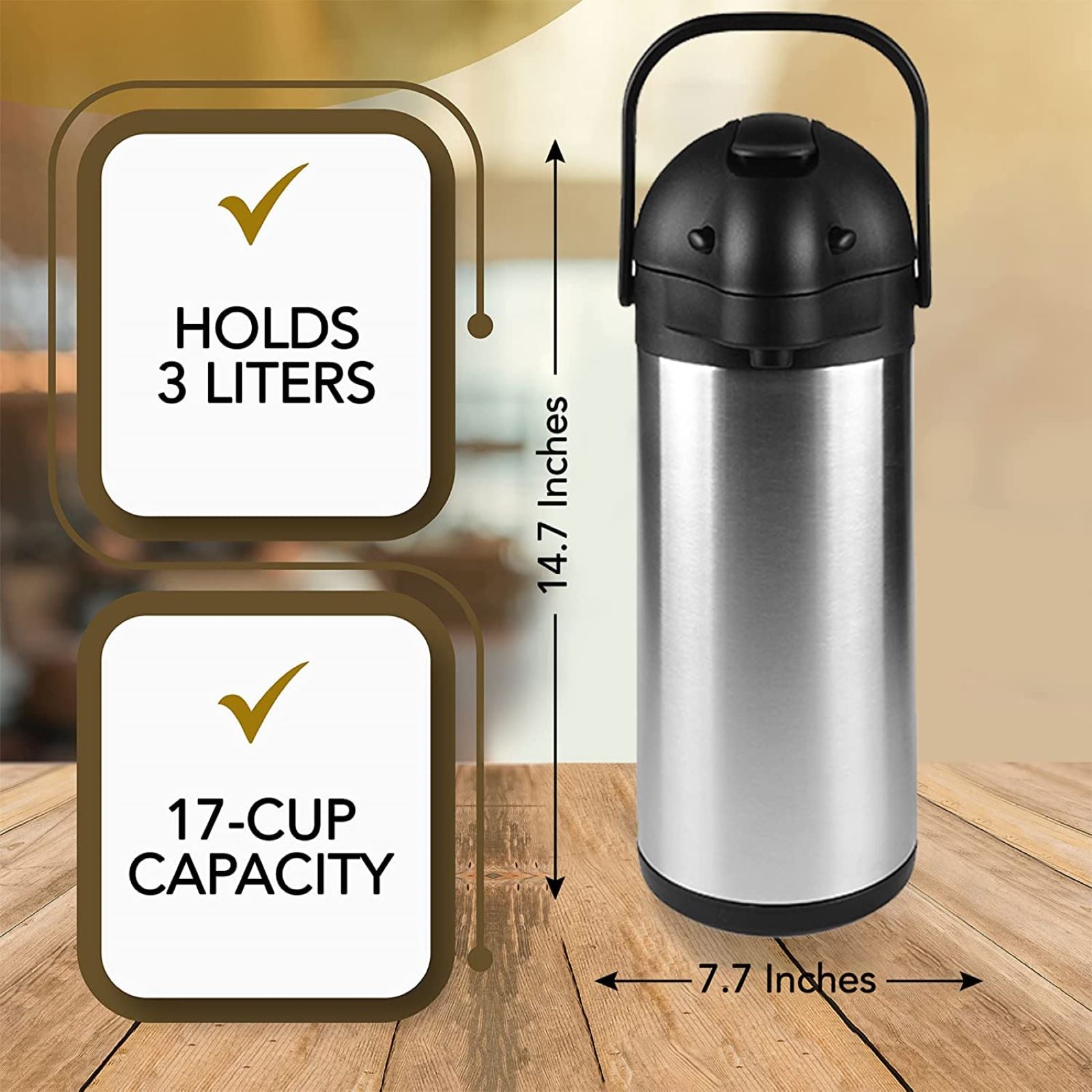 Coffee Thermos With Pump, Coffee Pump Action Thermos Vacuum Flask