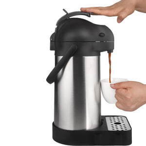 74 Oz (2.2L) Airpot Thermal Coffee Carafe with Drip Tray & Cleaning Brush